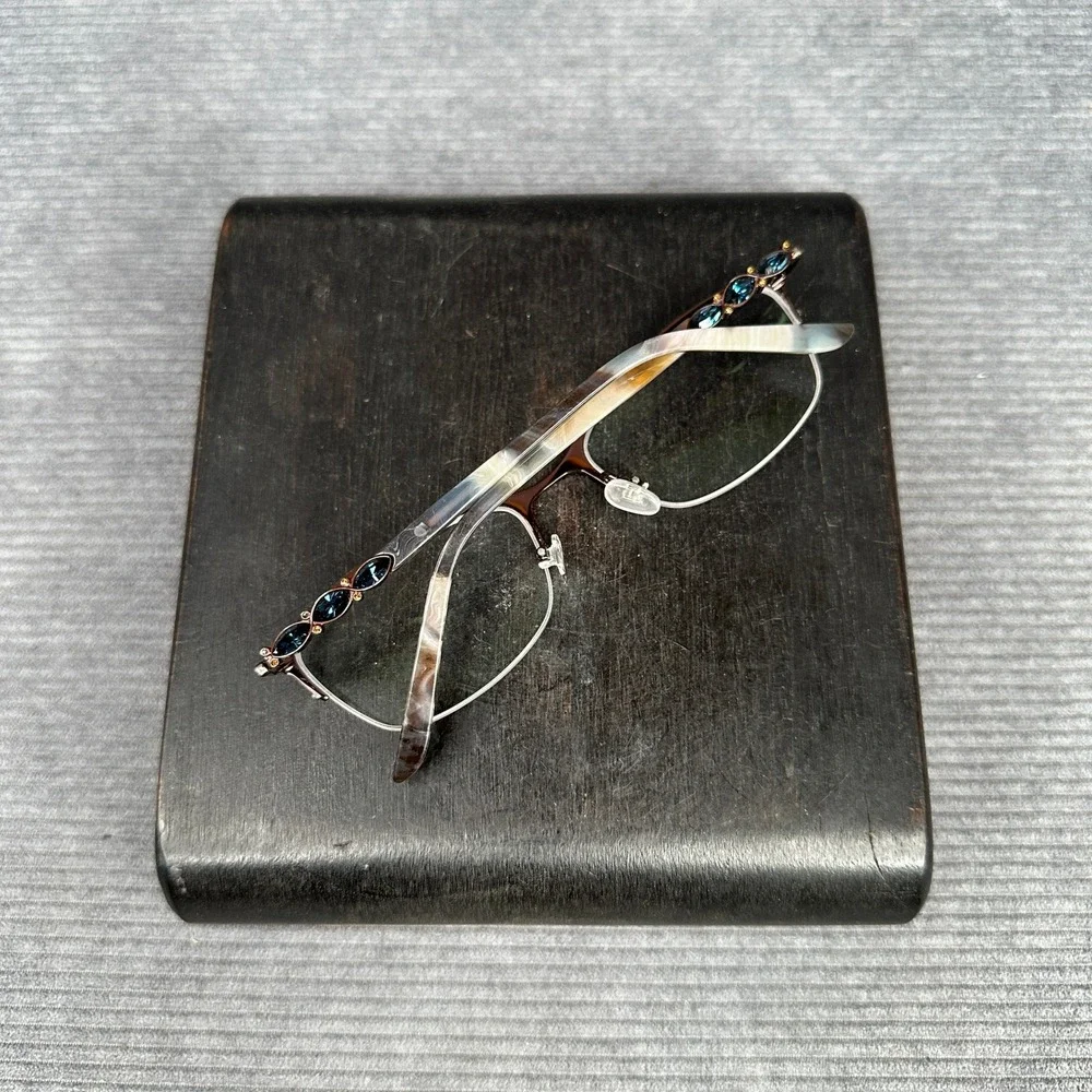 Badgley Mischka Clio Brown Crystal Y2K Cat Eye Eyeglasses 52-18-135